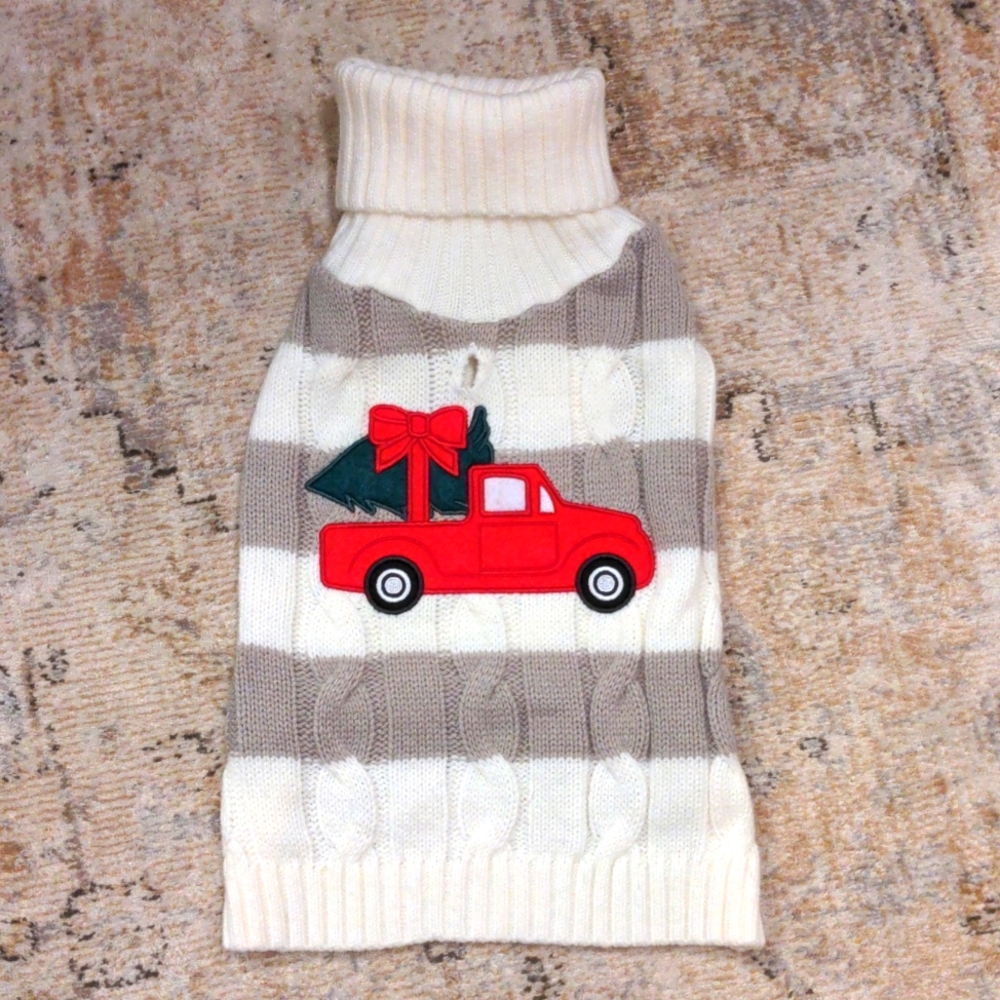 Dog cable knit holiday sweater